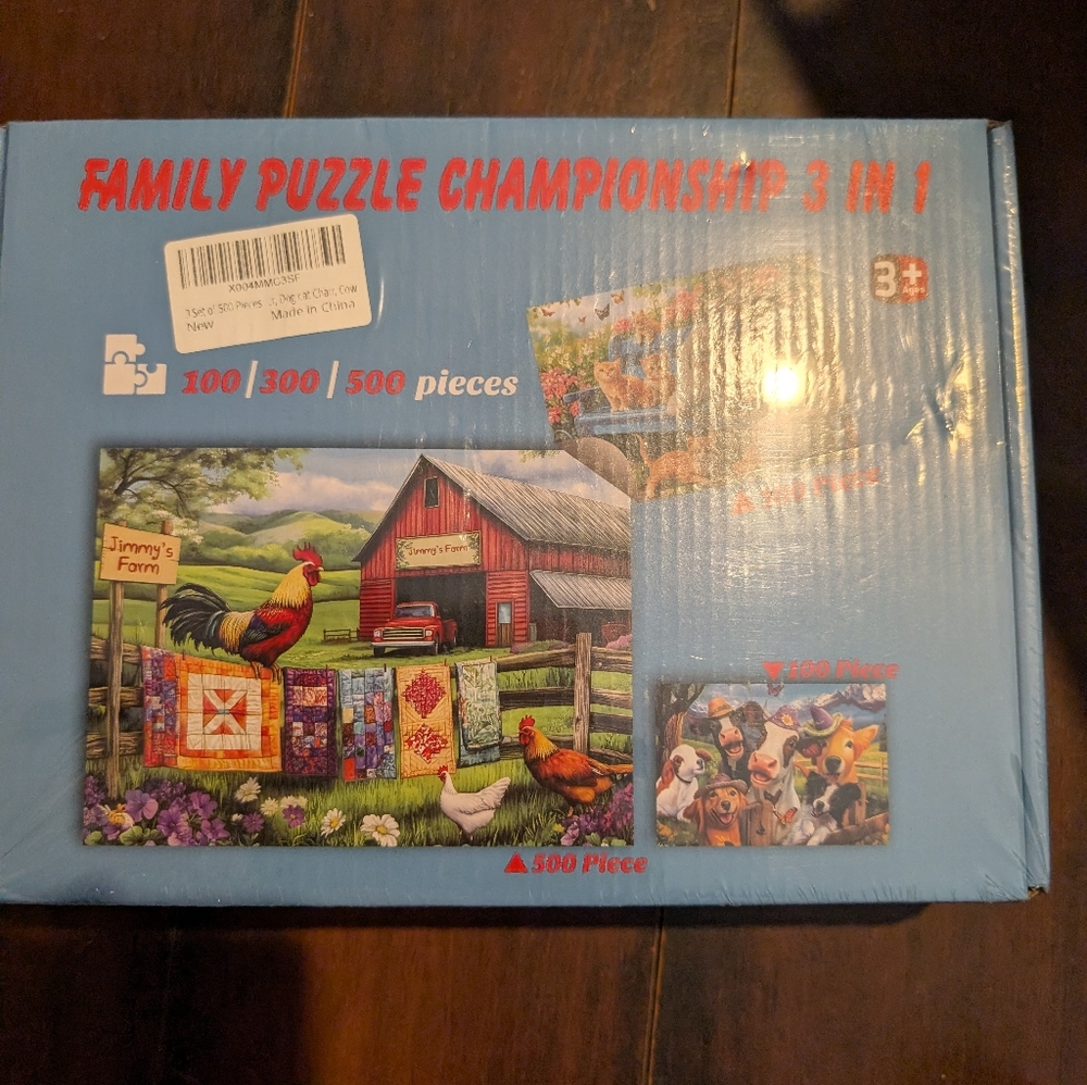 Family Puzzle Championship 3 in 1 Set - Blue
